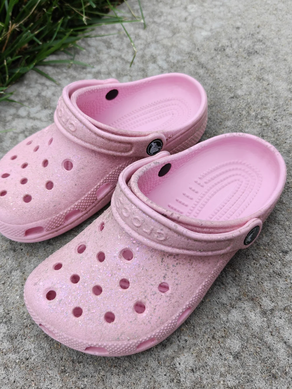 Crocs Girls Kids Pink Glitter Crocs Clogs Sandals Size J1 Size 1